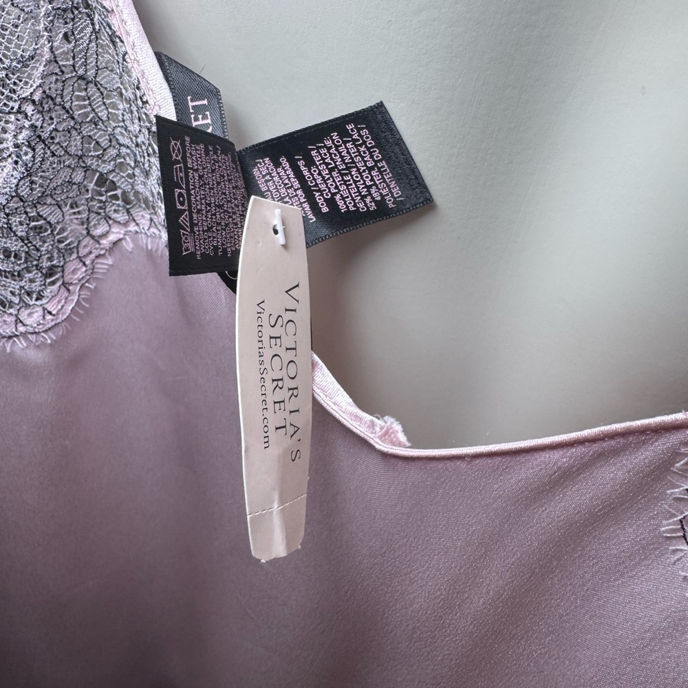 Victoria’s Secret NEW Pink Satin Lace Babydoll Slip Dress Size M - Picture 6 of 7